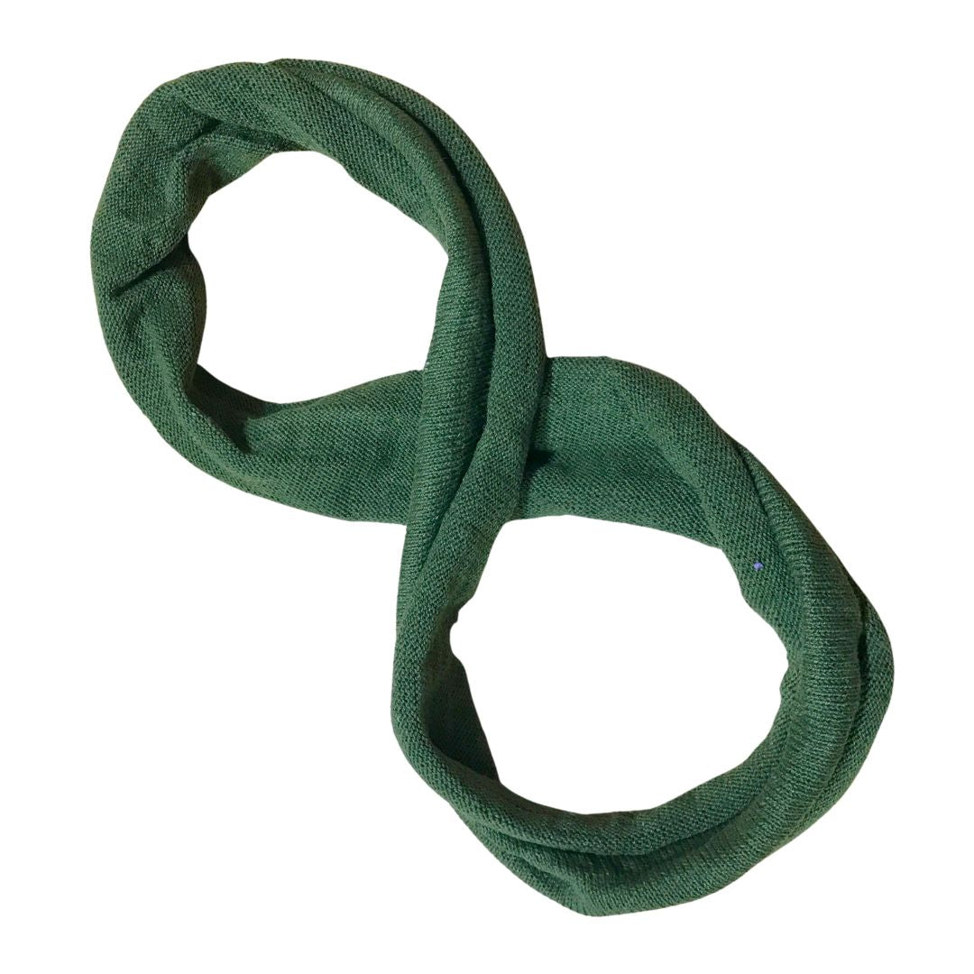 Green cotton double loop dread wrap headband on a white background.