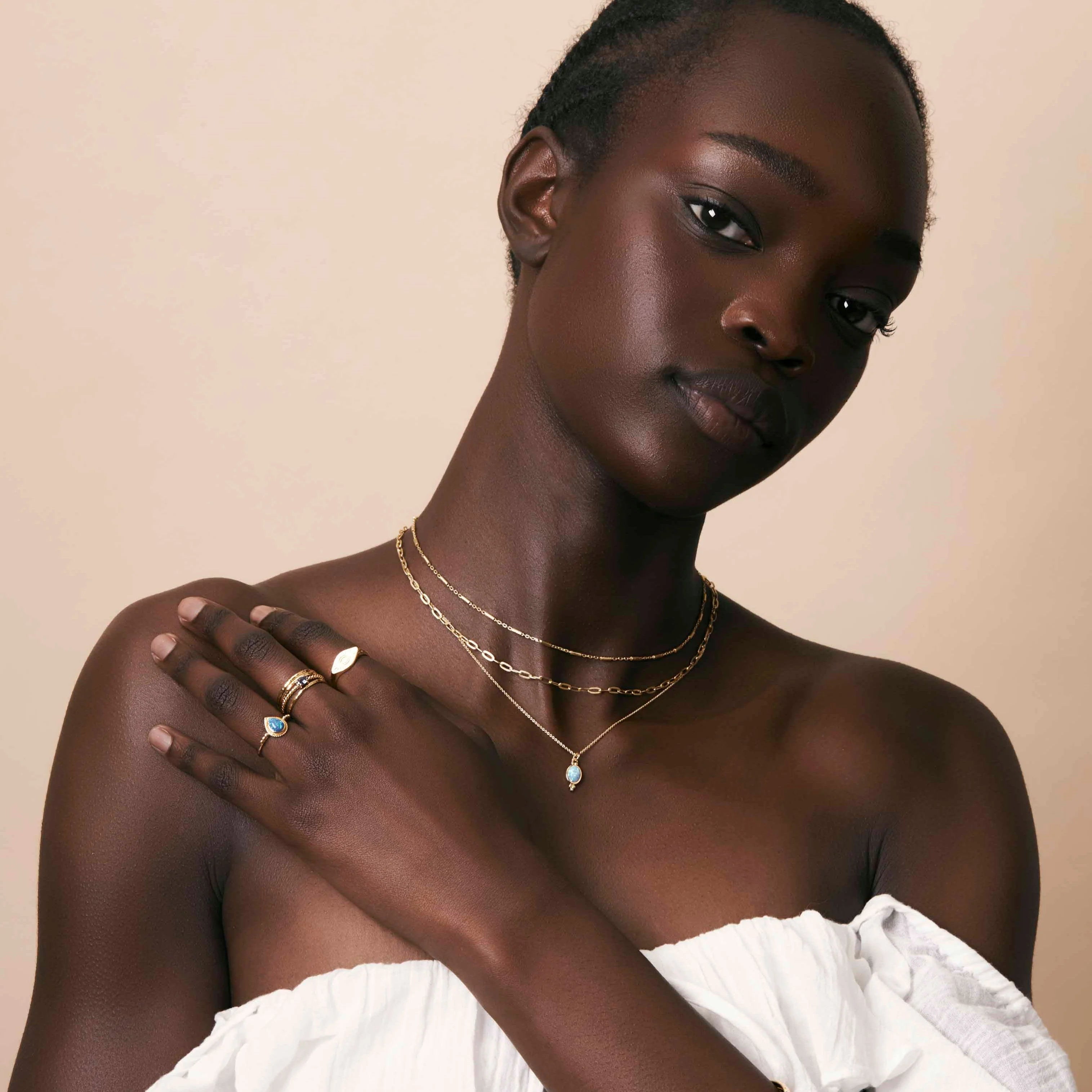 Moon Song Opal Necklace Gold