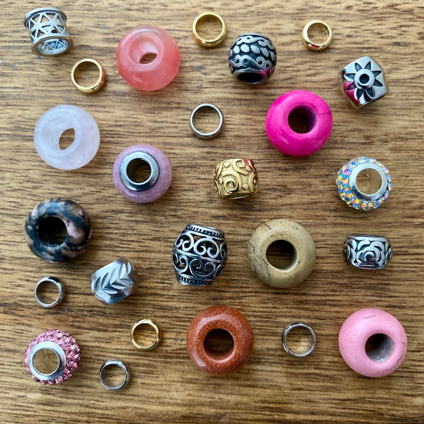 Sparkly Blush Dreadlock Beads | Set Of 25