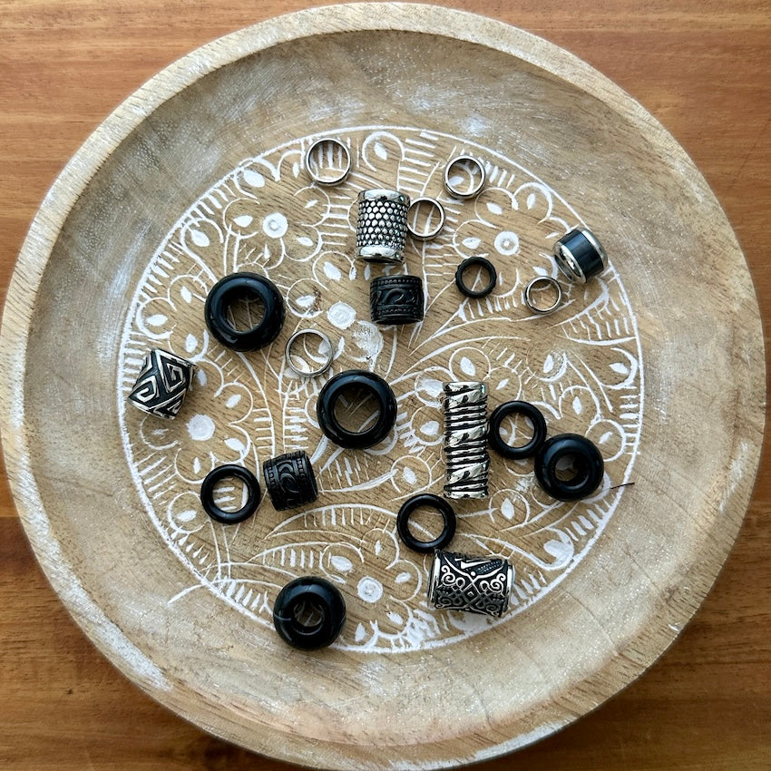 Black Dreadlock Beads | Set Of 20