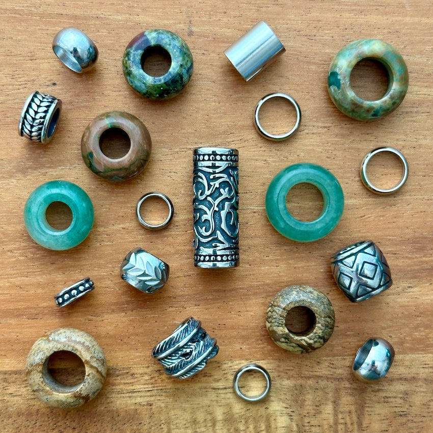 Green Dreadlock Beads, set of 20 (view 2) - Mountain Dreads
