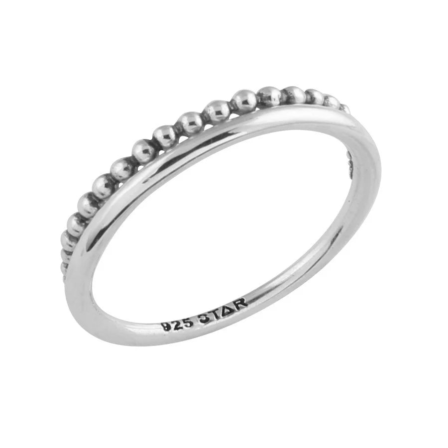 Sterling Silver Tapered Beaded Ring