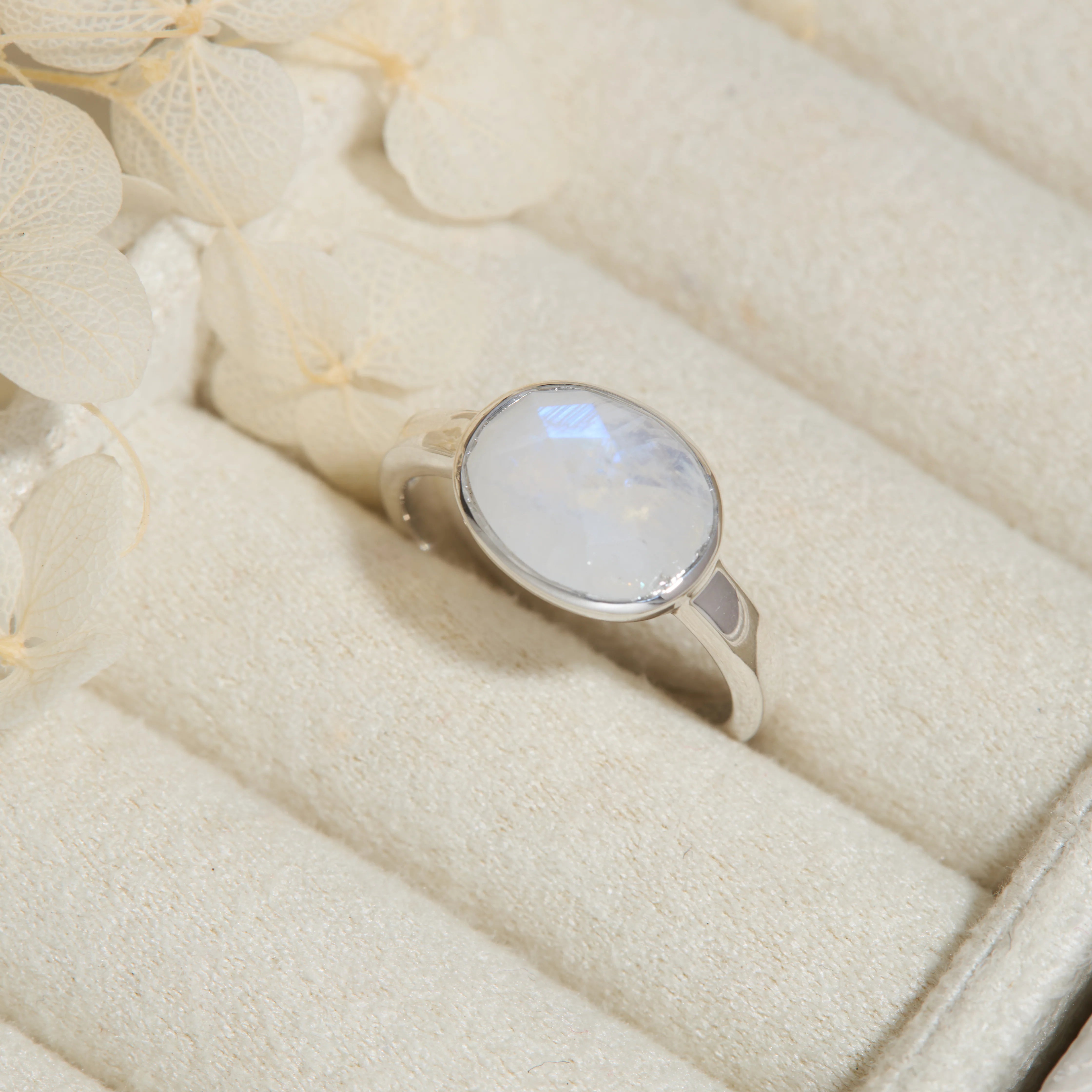 Sterling Silver Ellipse Moonstone Ring
