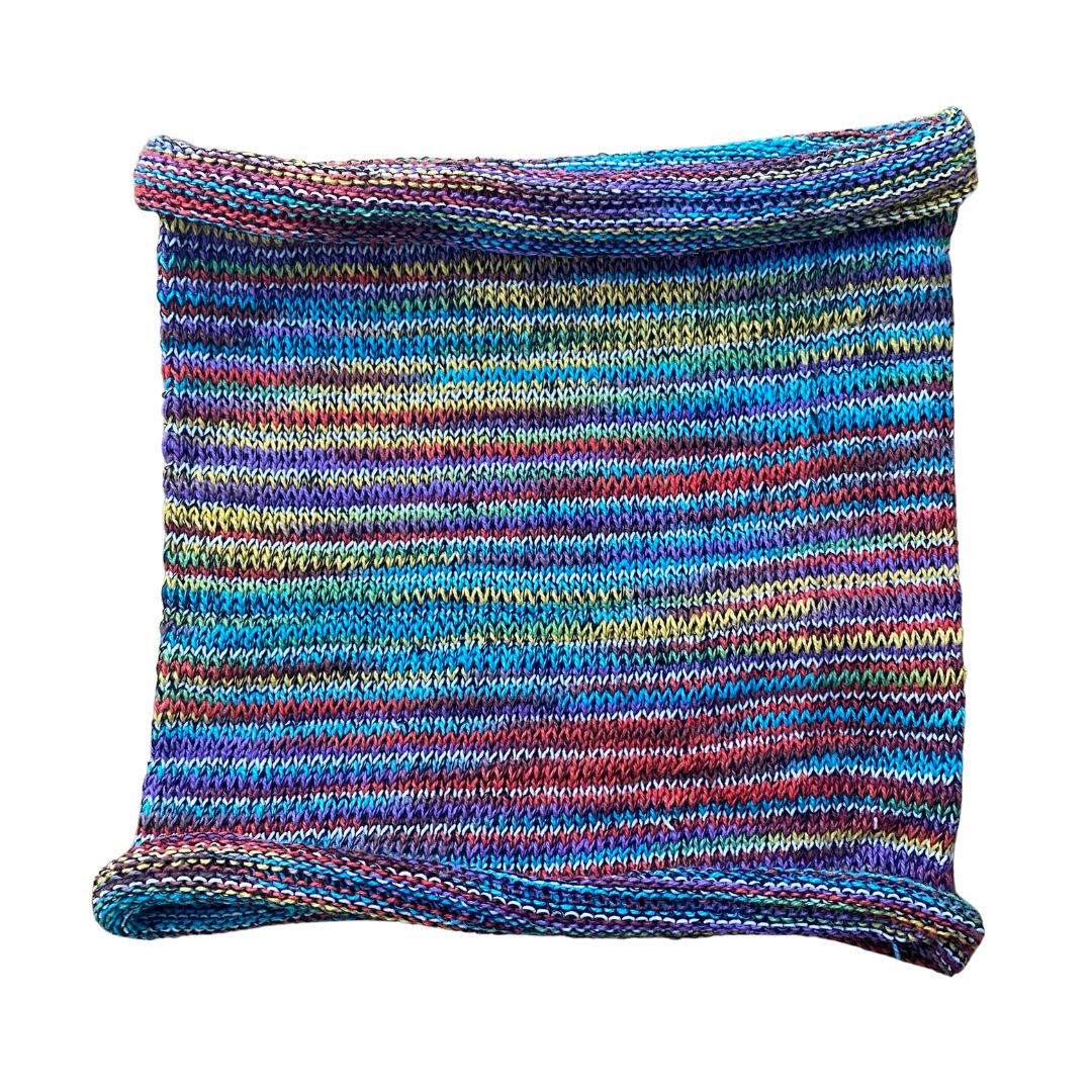 Rainbow cotton headband on a white background