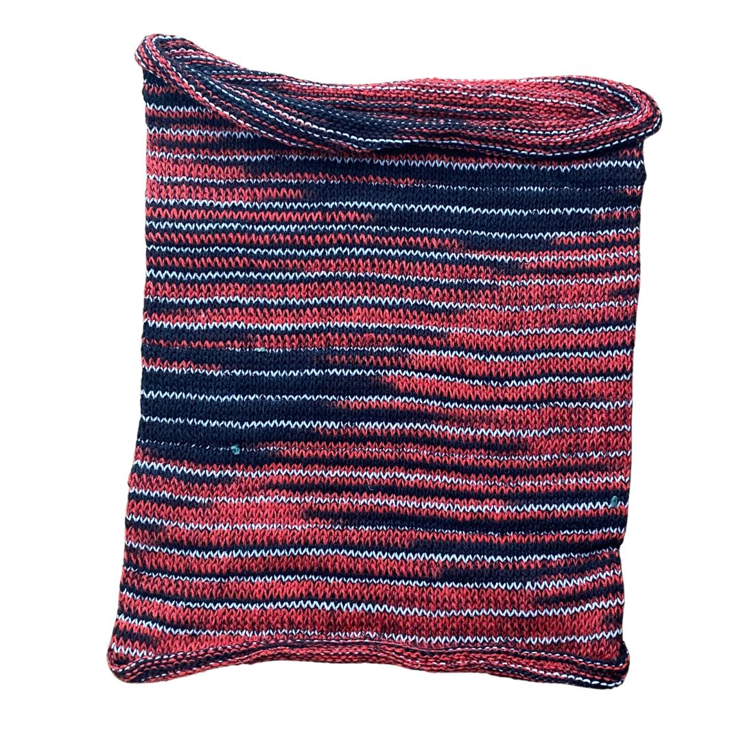 Dark blue and red cotton headband on a white background