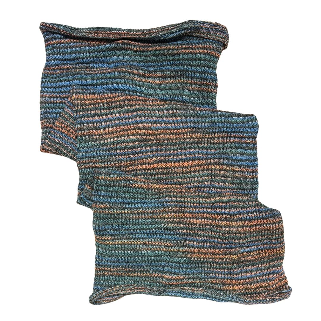 Orange blue large cotton dreadlock sock on a white background.