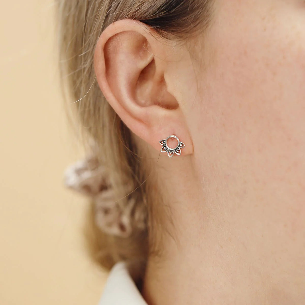 Sterling Silver Rising Sun Studs