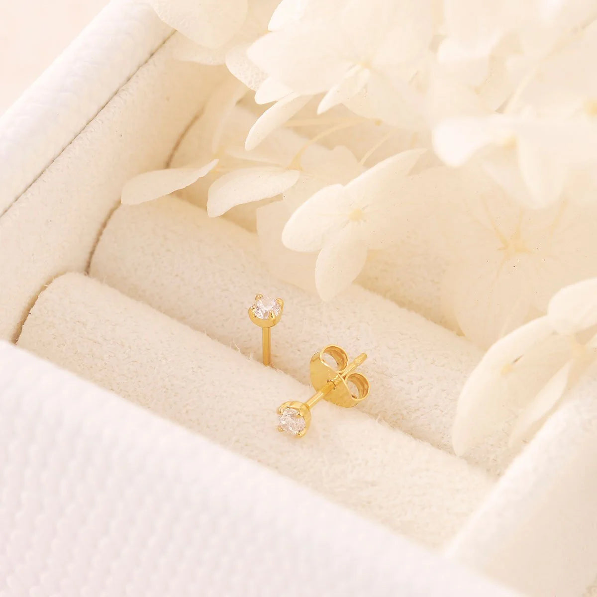 Delicate Crystal Studs Gold