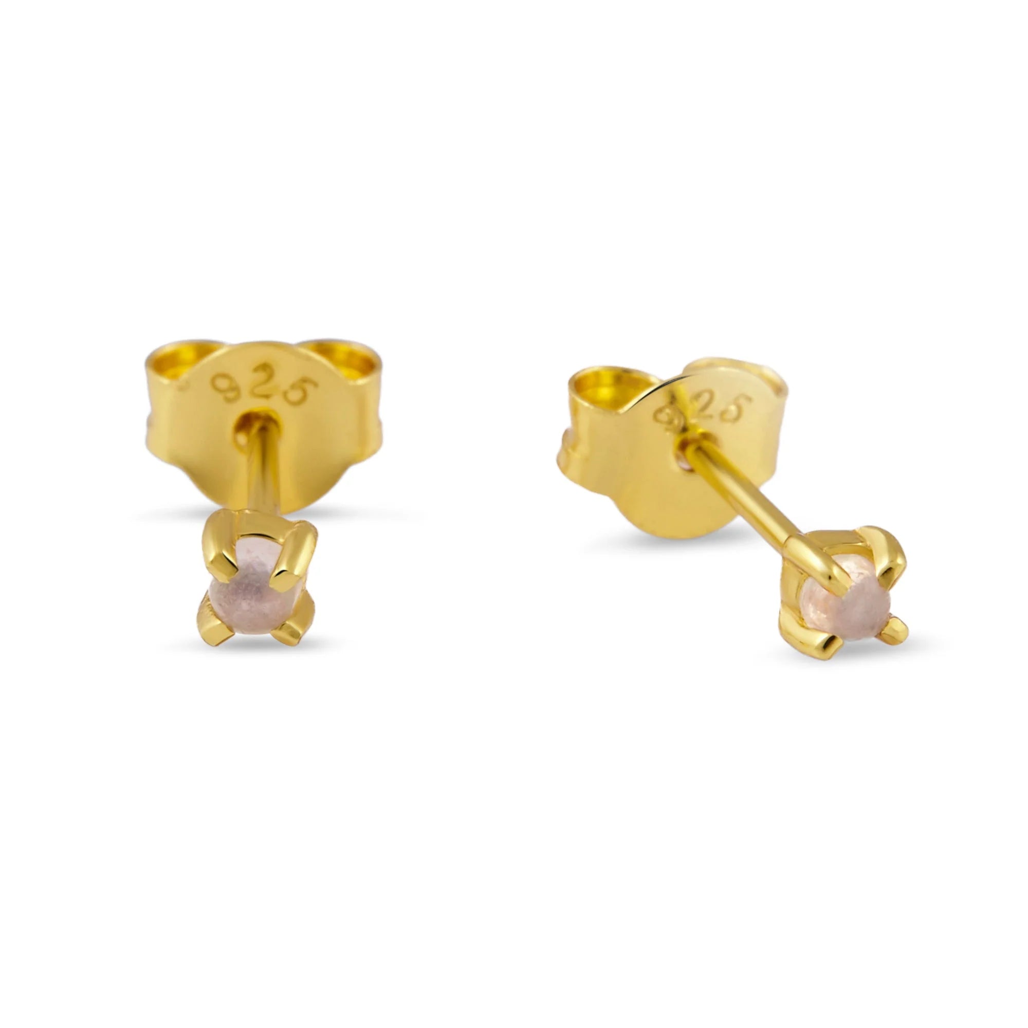Delicate Rainbow Moonstone Stud Gold jewellery - Mountain Dreads
