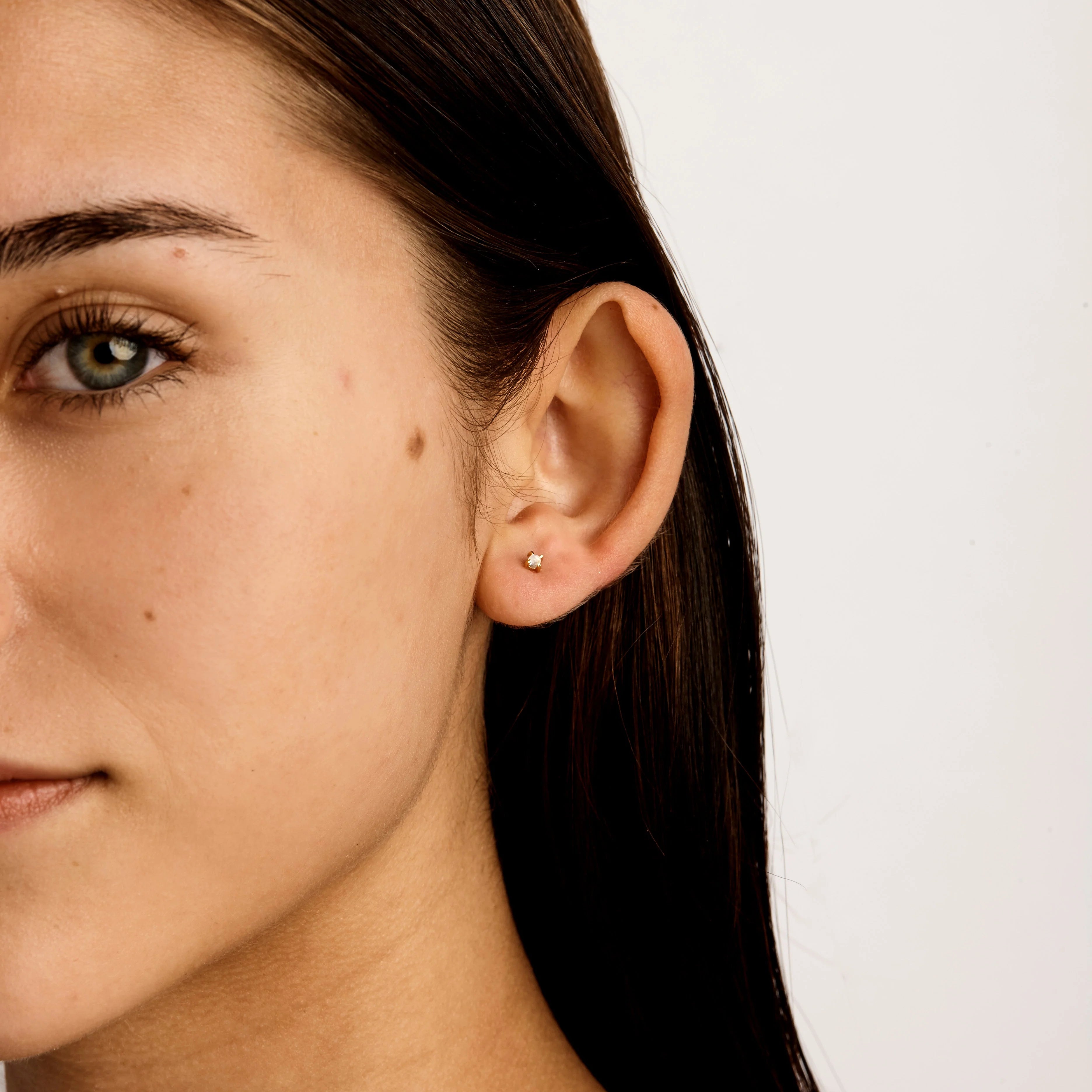 Delicate Rainbow Moonstone Stud Gold jewellery (view 2) - Mountain Dreads
