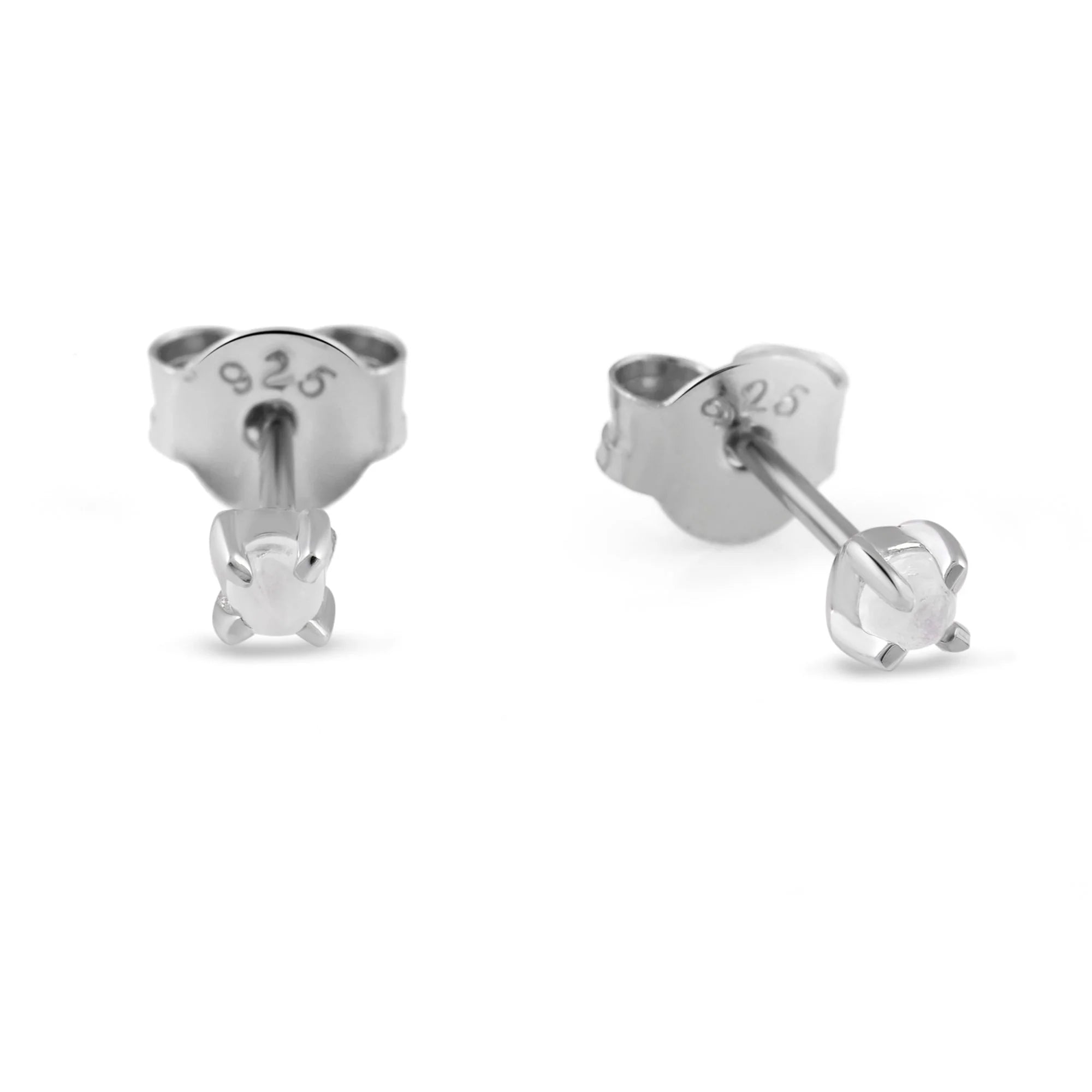 Sterling Silver Delicate Rainbow Moonstone Studs jewellery - Mountain Dreads