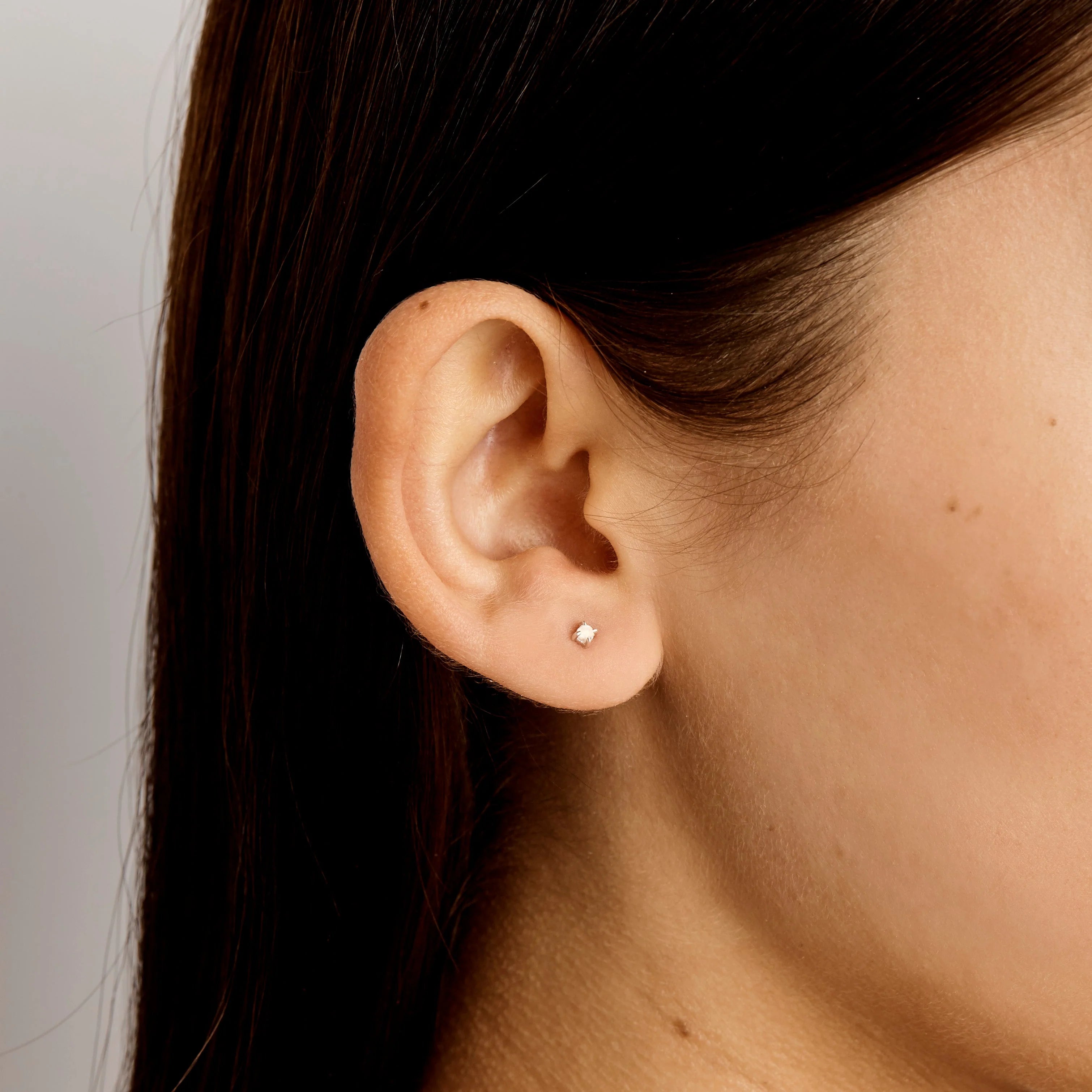 Sterling Silver Delicate Rainbow Moonstone Studs jewellery (view 2) - Mountain Dreads