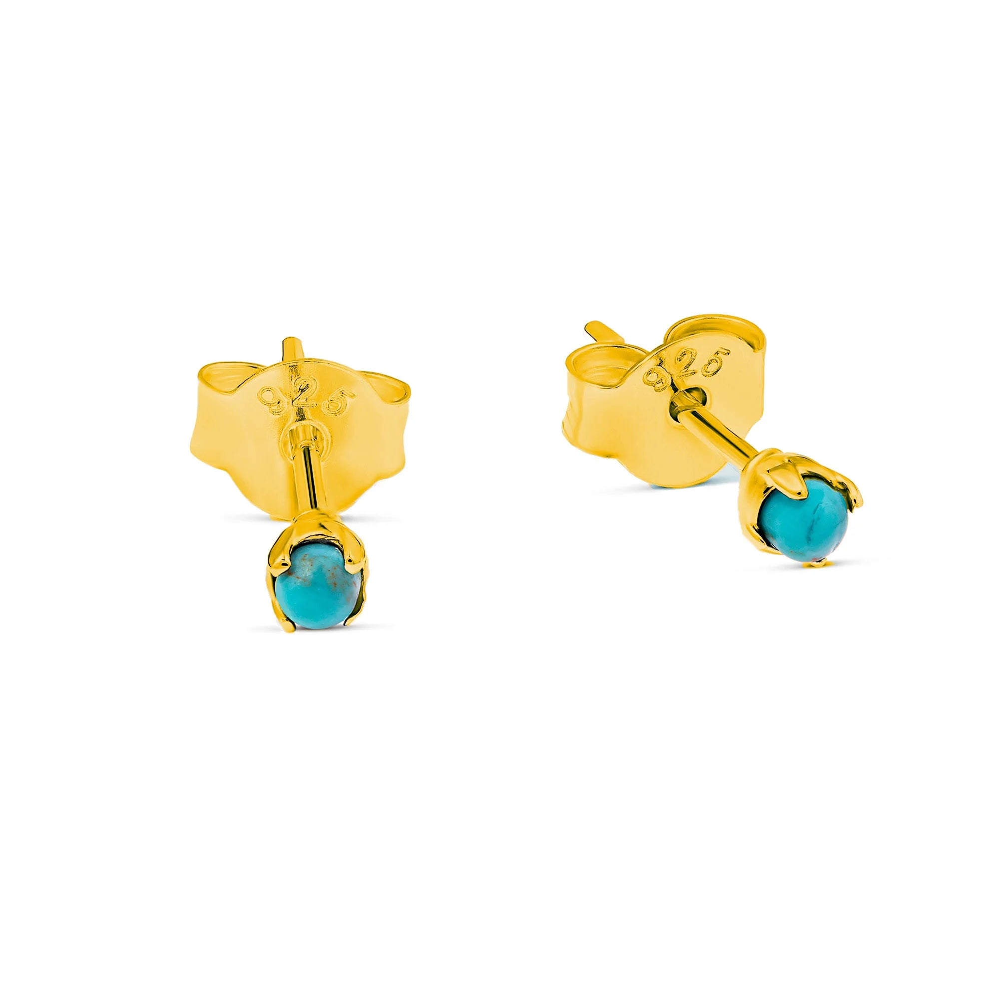 Delicate Turquoise Gold Studs jewellery - Mountain Dreads
