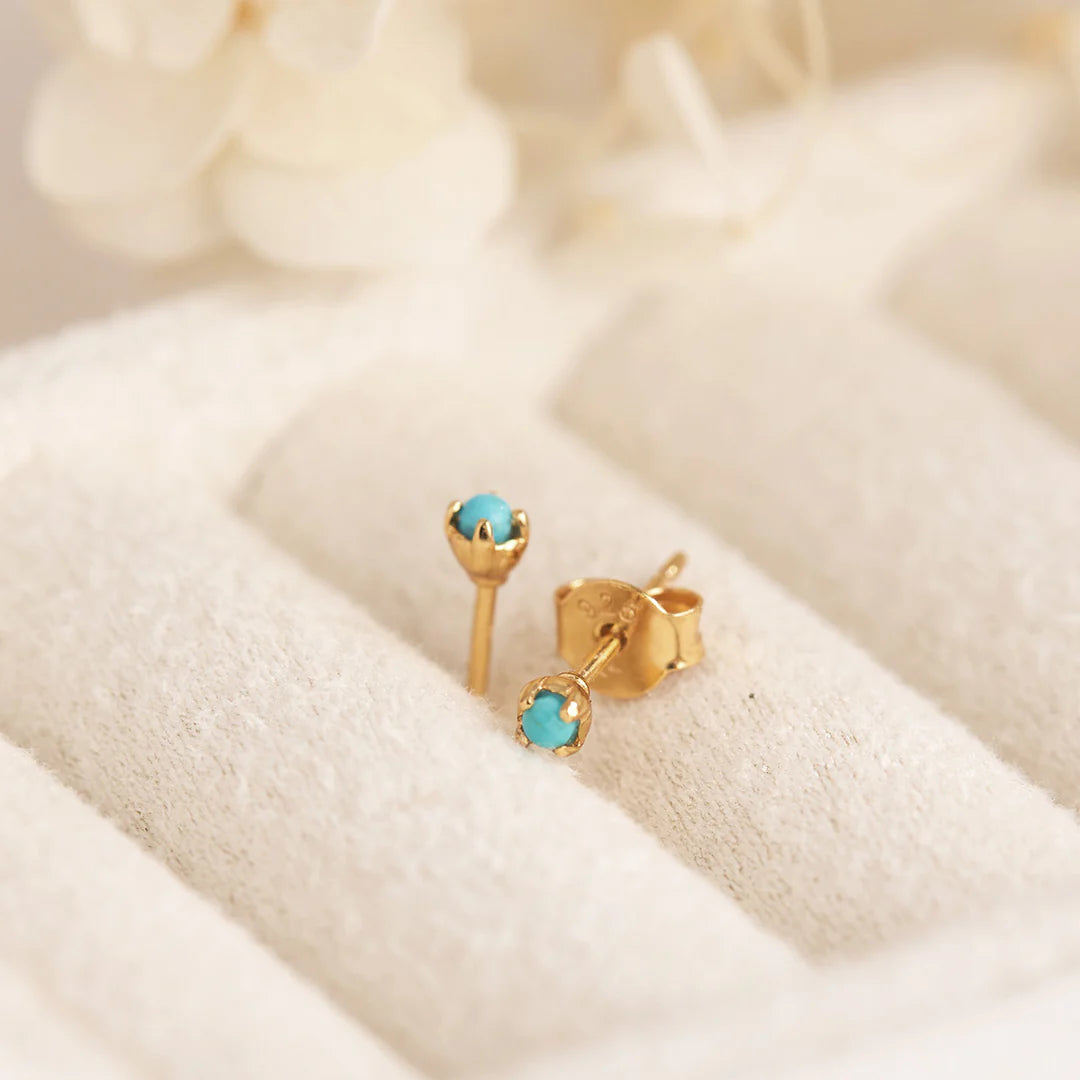 Delicate Turquoise Gold Studs jewellery (view 3) - Mountain Dreads