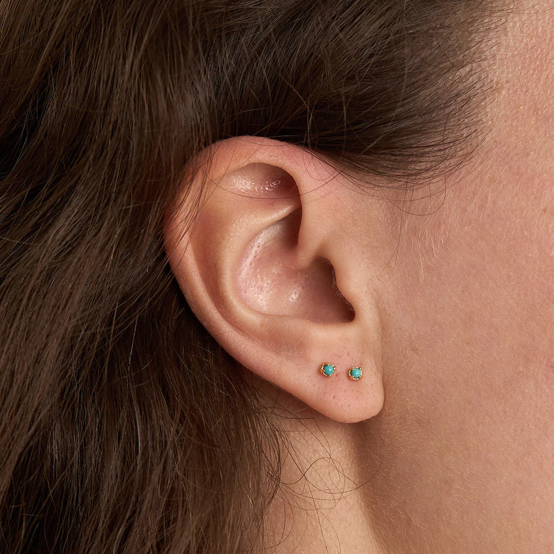 Delicate Turquoise Gold Studs jewellery (view 2) - Mountain Dreads