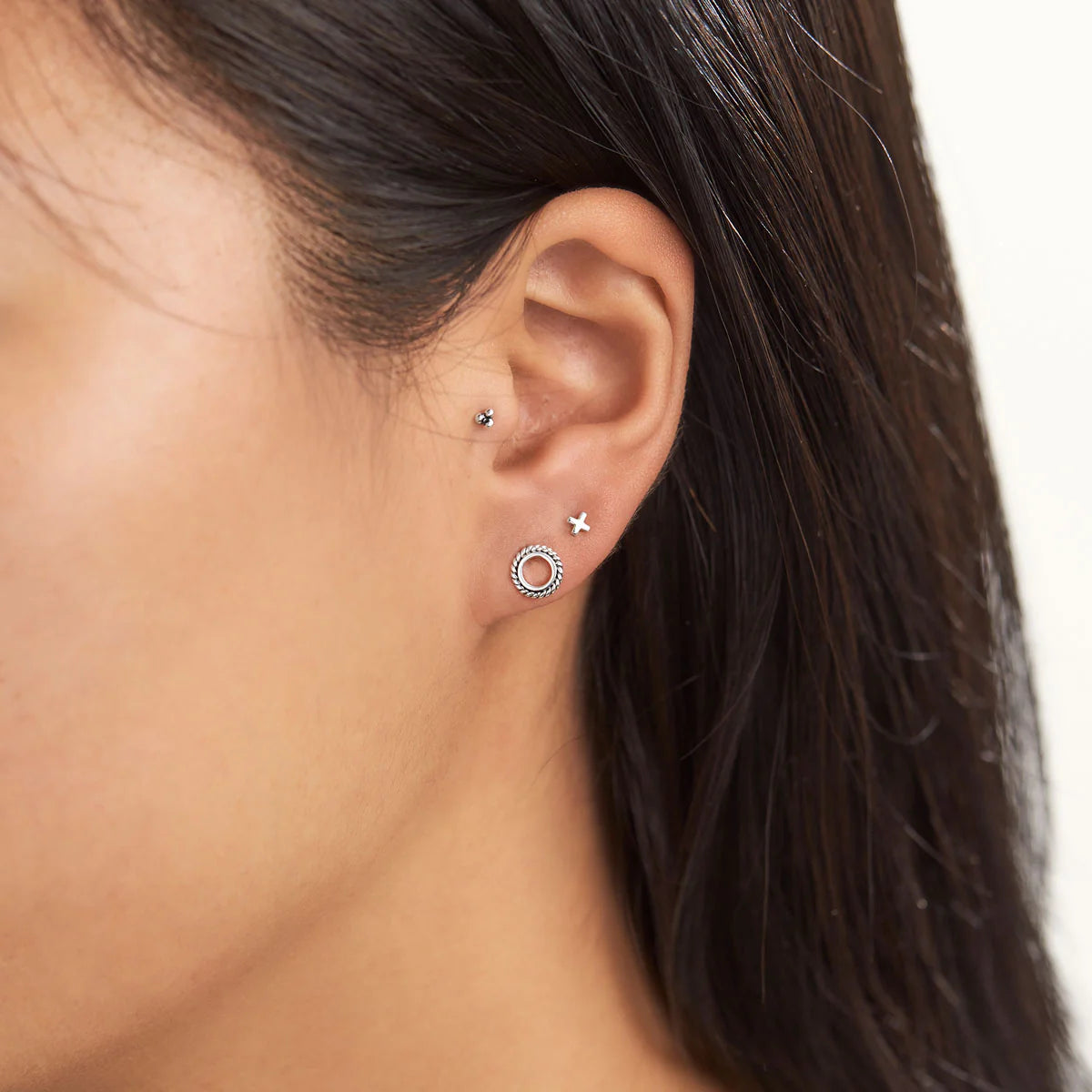 Sterling Silver Mehndi Halo Studs