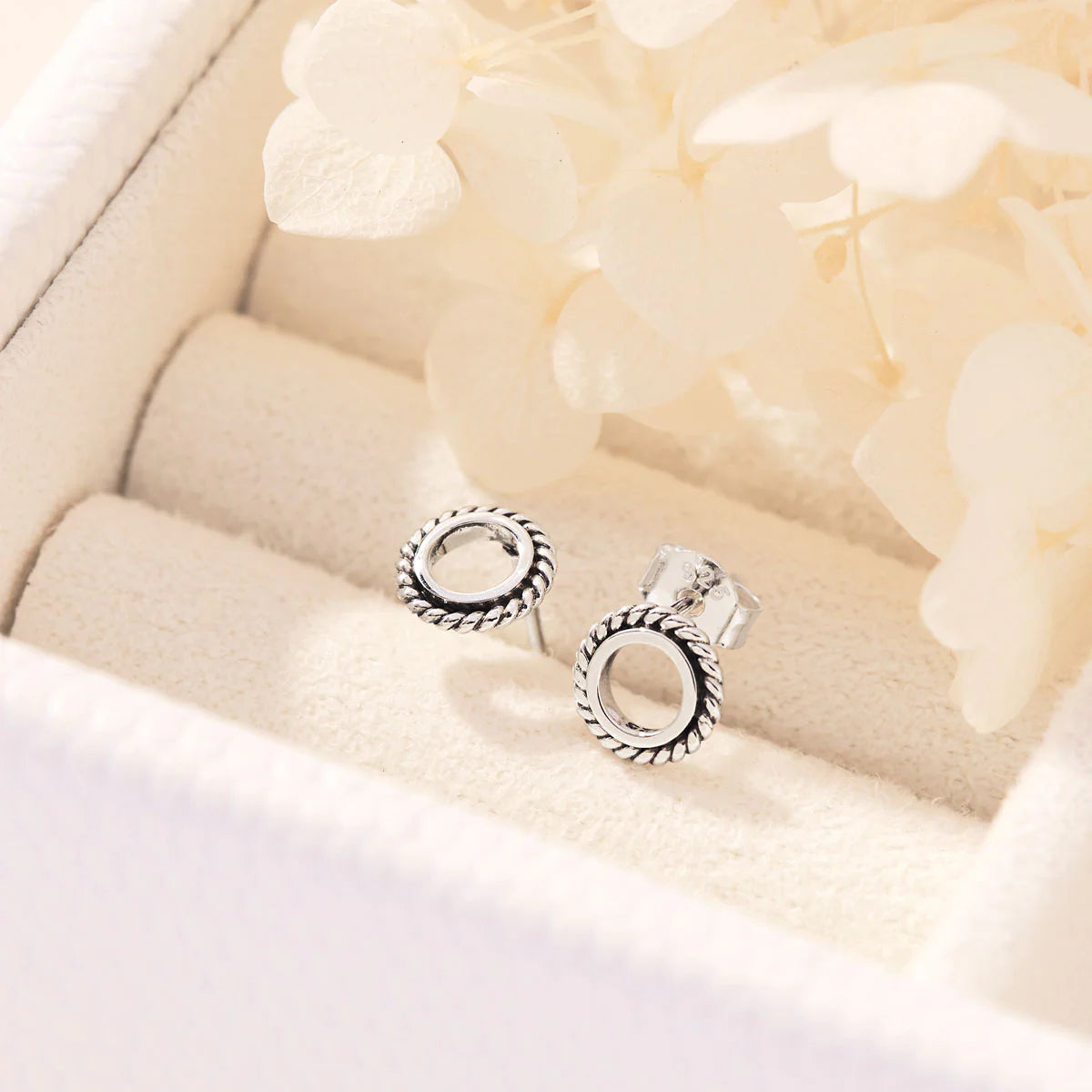Sterling Silver Mehndi Halo Studs