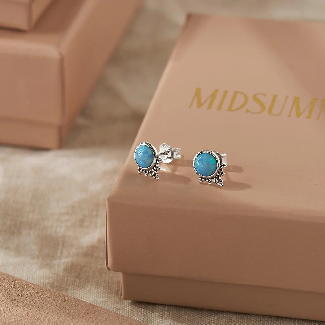 Sterling Silver Mystic Mirror Azure Opal Studs