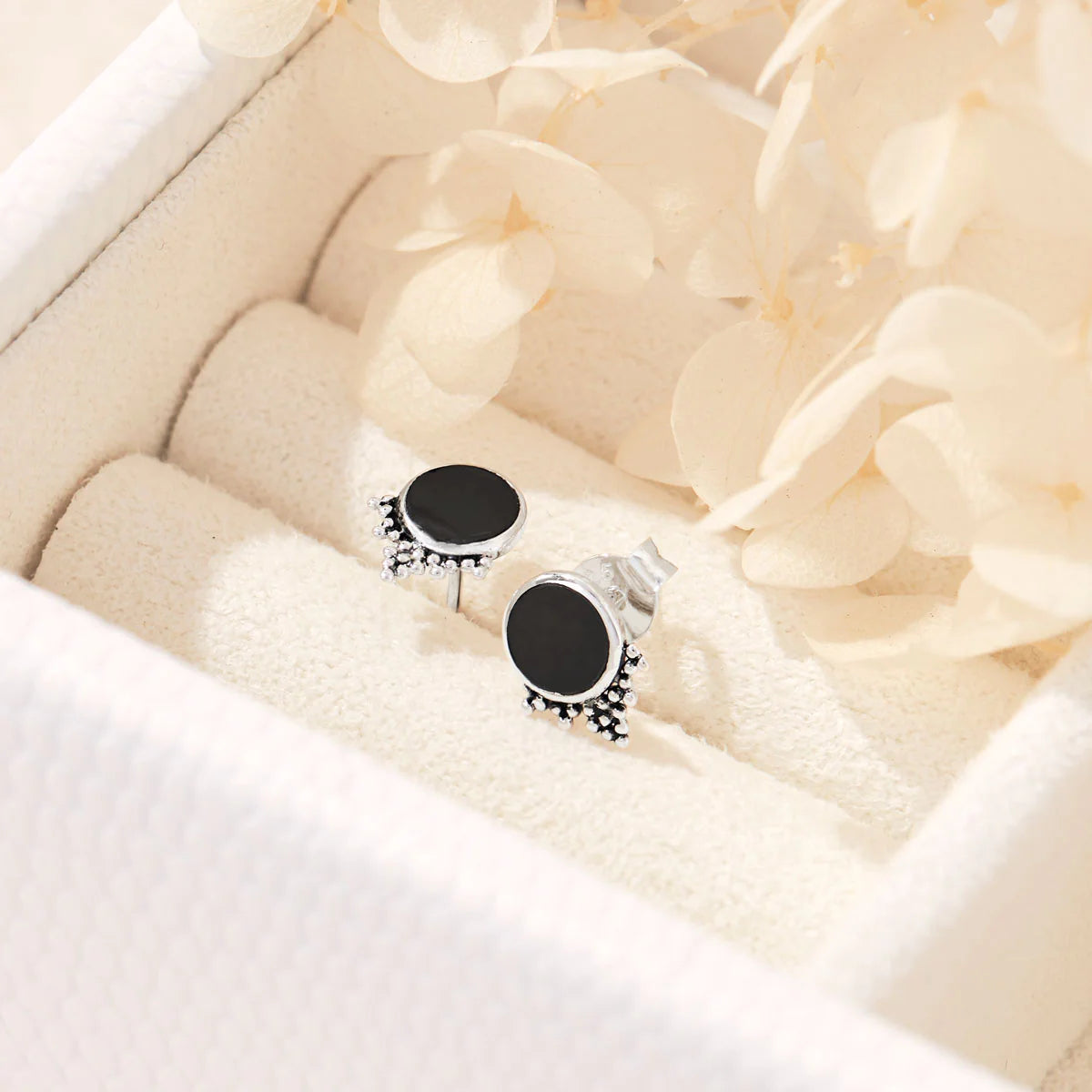 Sterling Silver Mystic Mirror Onyx Studs