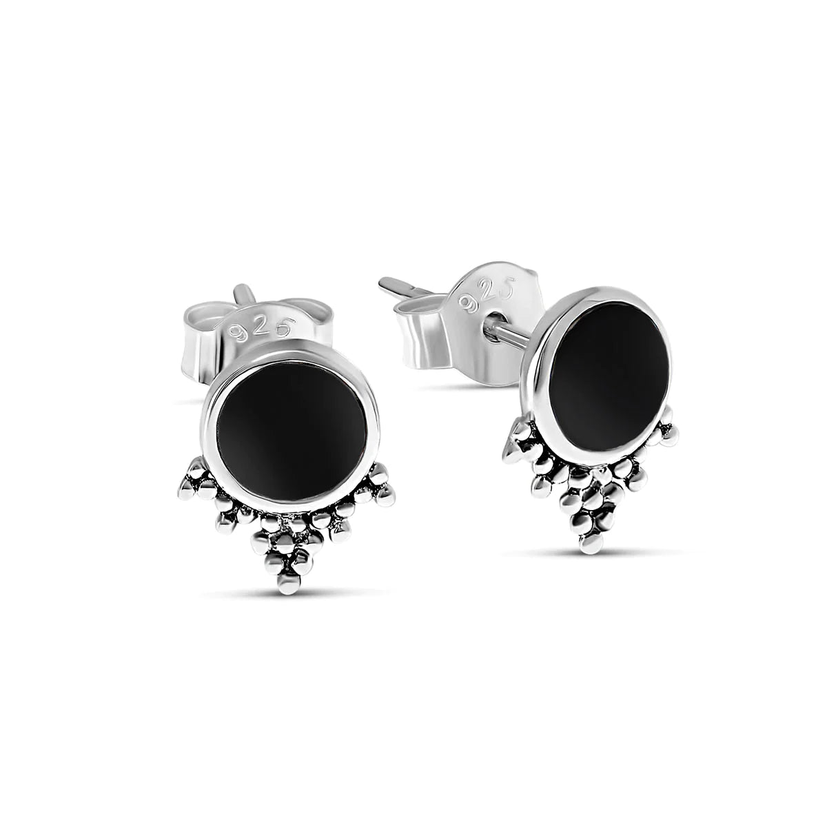 Sterling Silver Mystic Mirror Onyx Studs