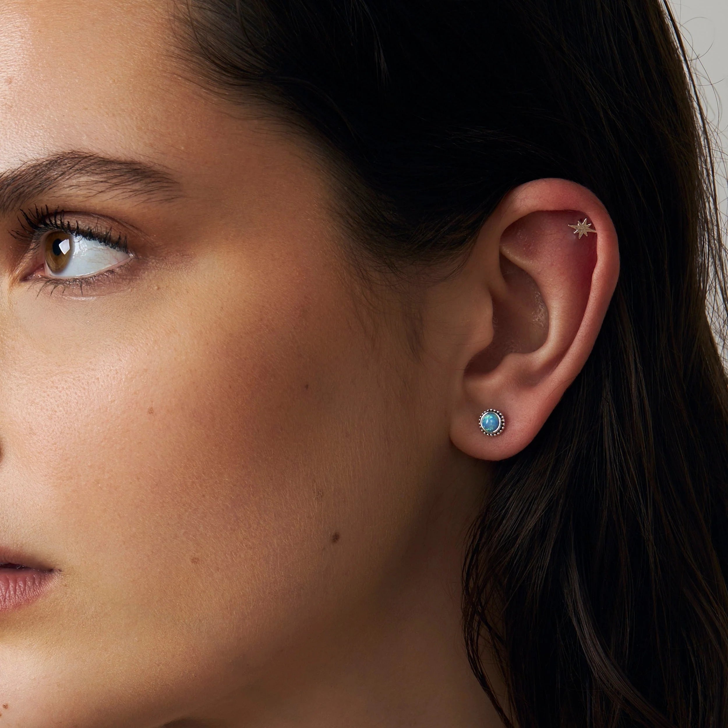 Sterling Silver Azure Opal Sun Studs