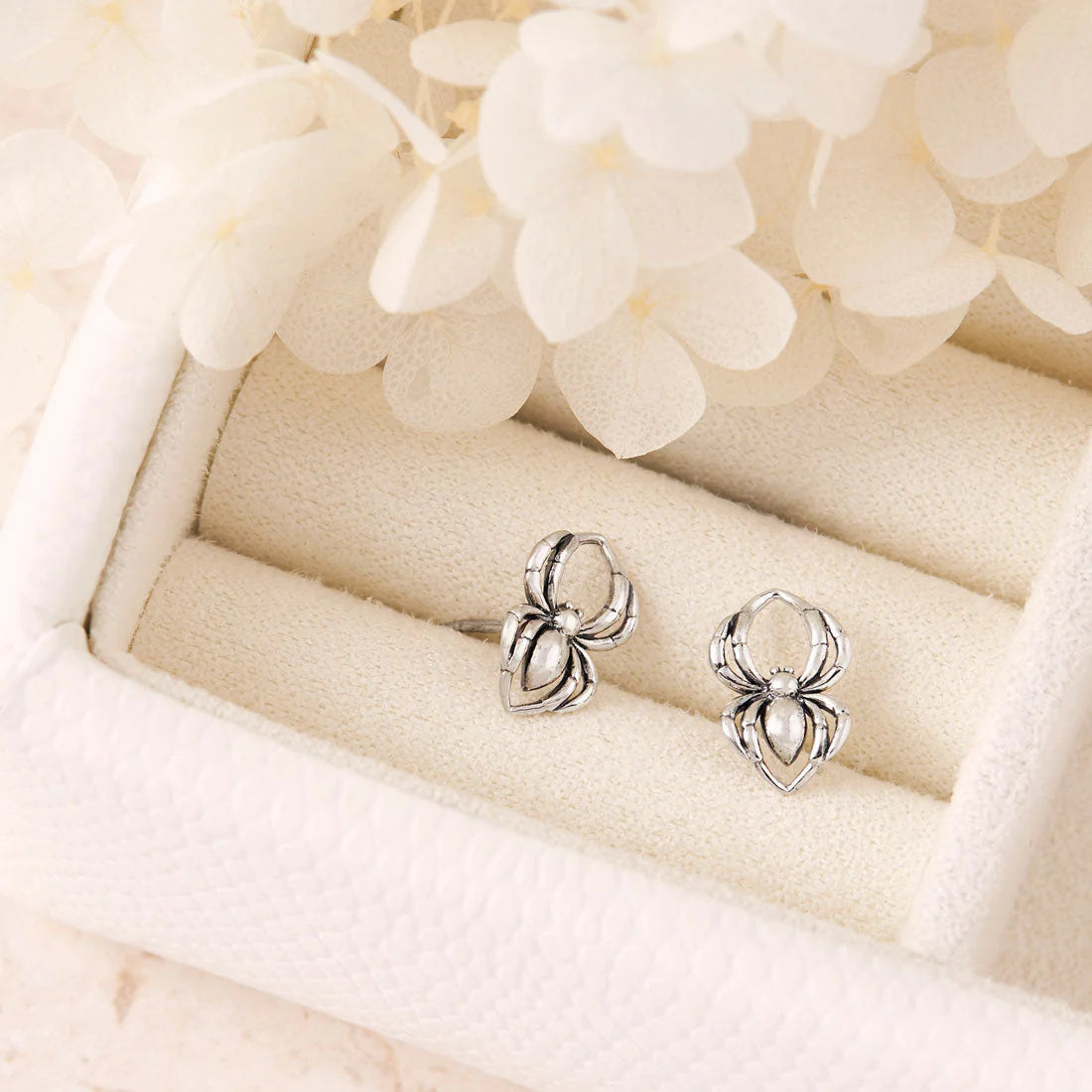 Sterling Silver Black Widow Studs