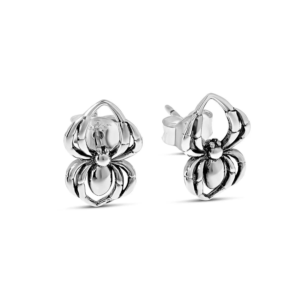 Sterling Silver Black Widow Studs