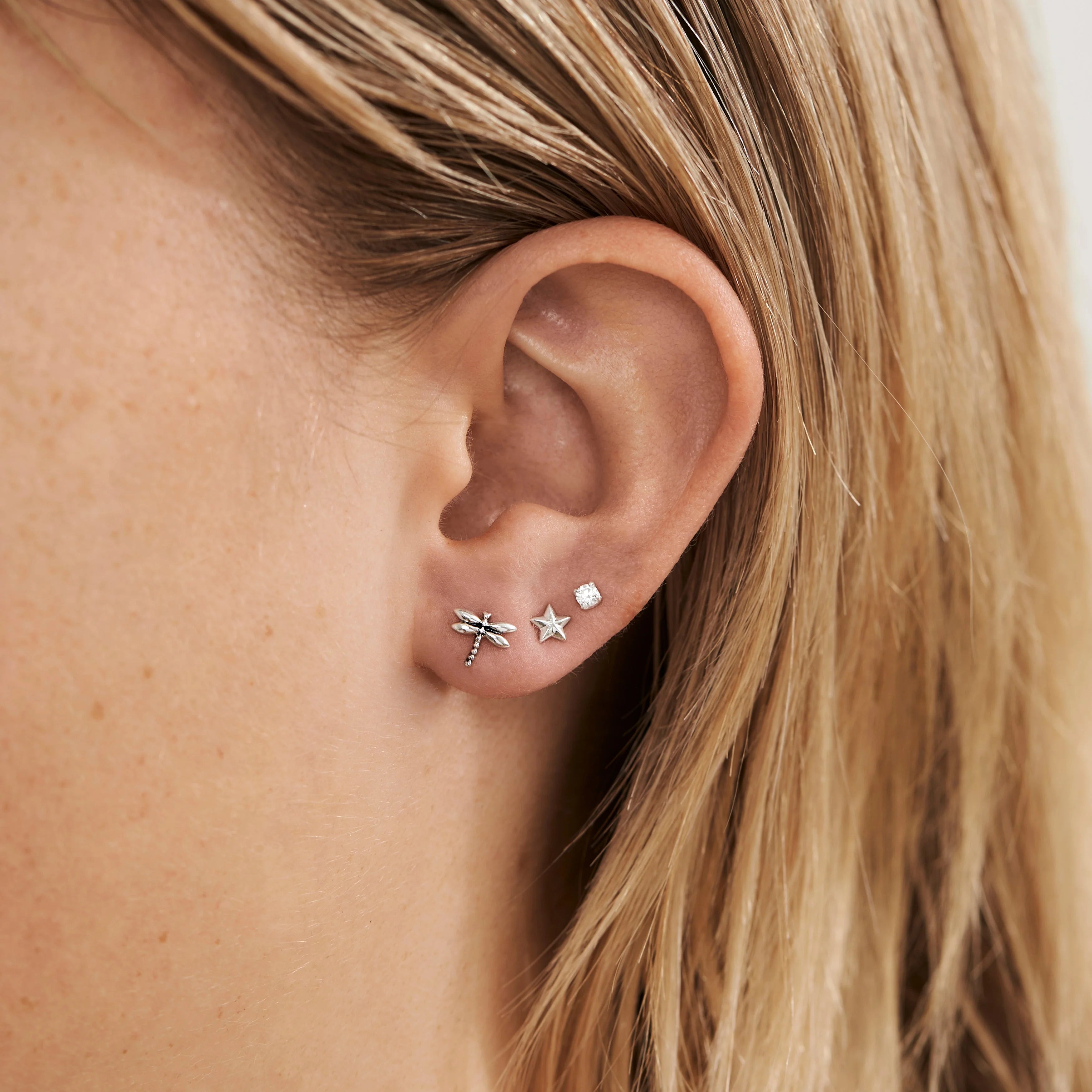 Sterling Silver, Tiny Dragonfly Studs jewellery (view 2) - Mountain Dreads