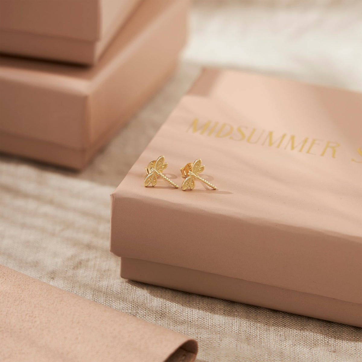 Wild Dragonfly Studs Gold jewellery (view 2) - Mountain Dreads