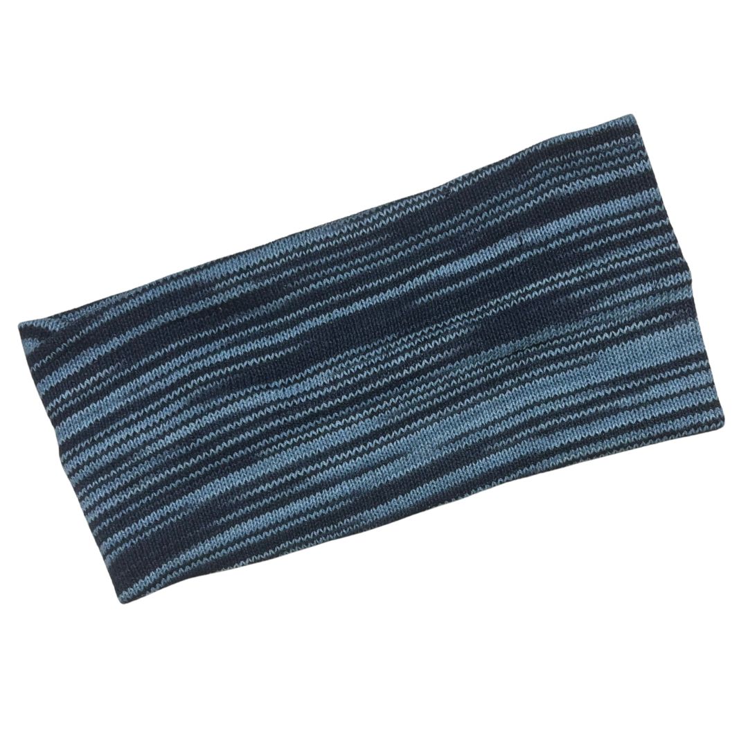 Blue striped headband on a white background