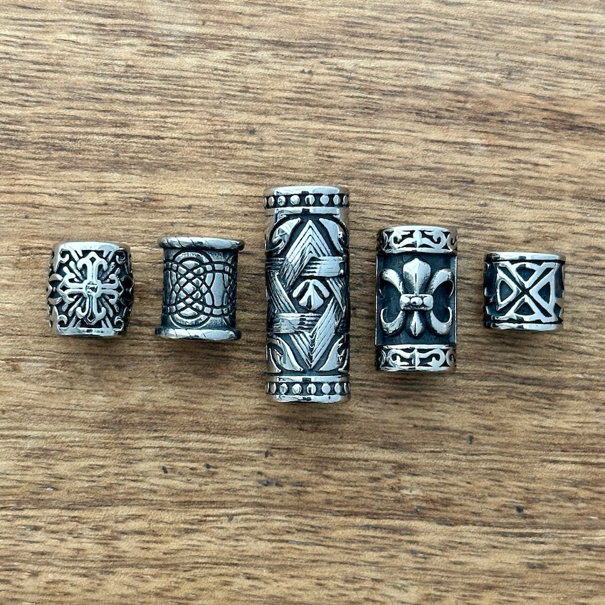 Stainless Steel Viking dreadlock beads, set of 5 - Mountain Dreads
