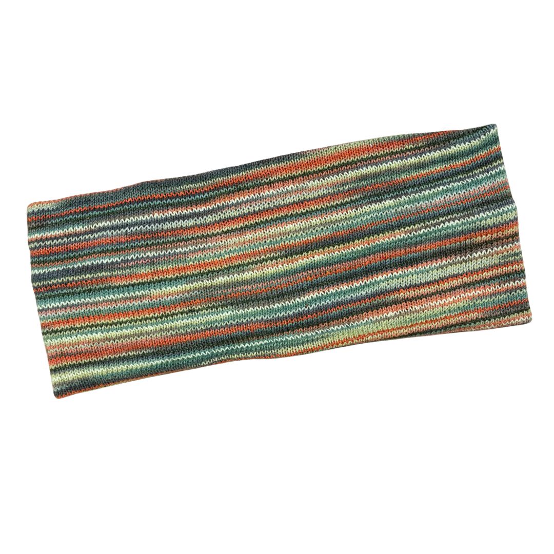 Multicolored striped headband on a white background
