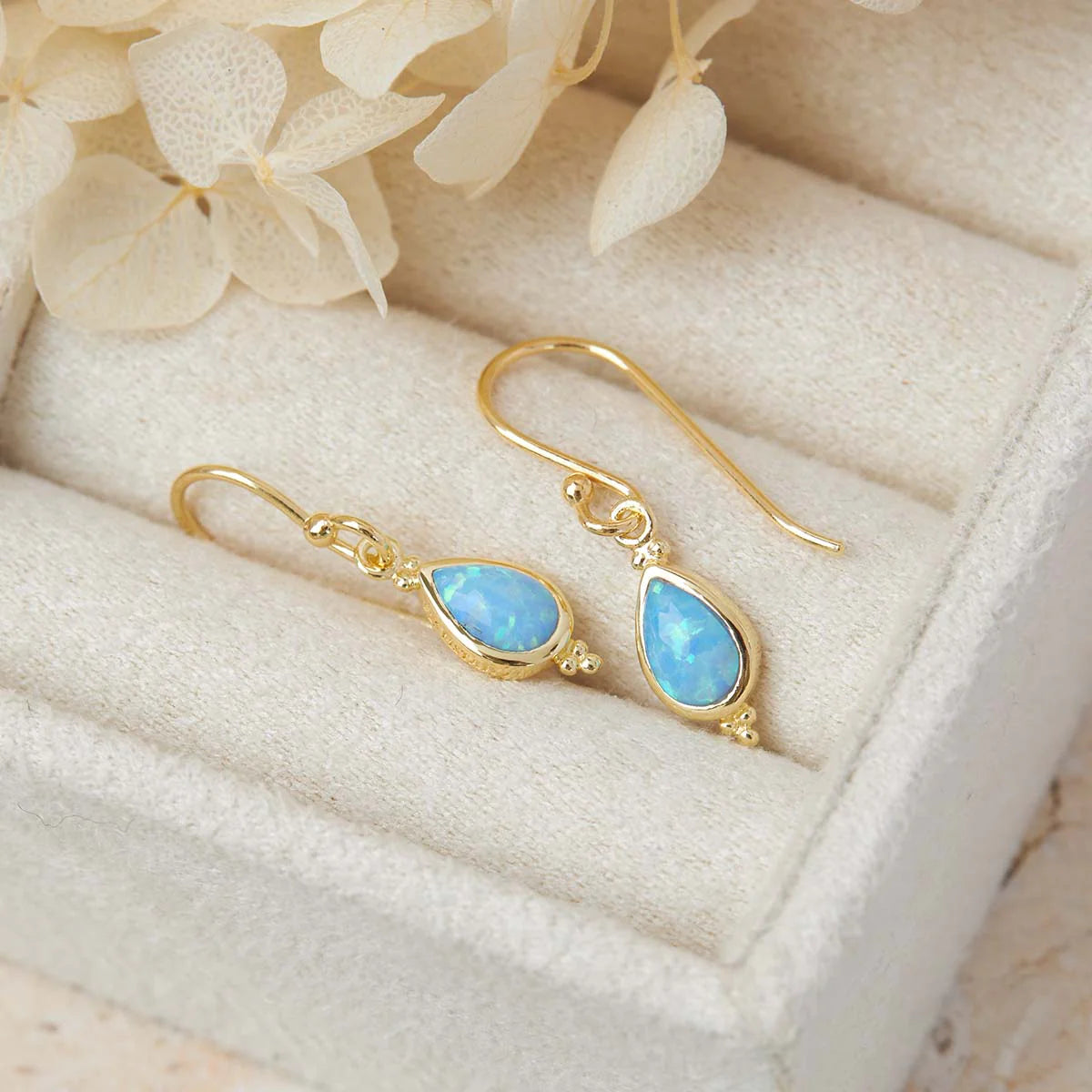 Serein Opal Earrings Gold (view 3) - Mountain Dreads