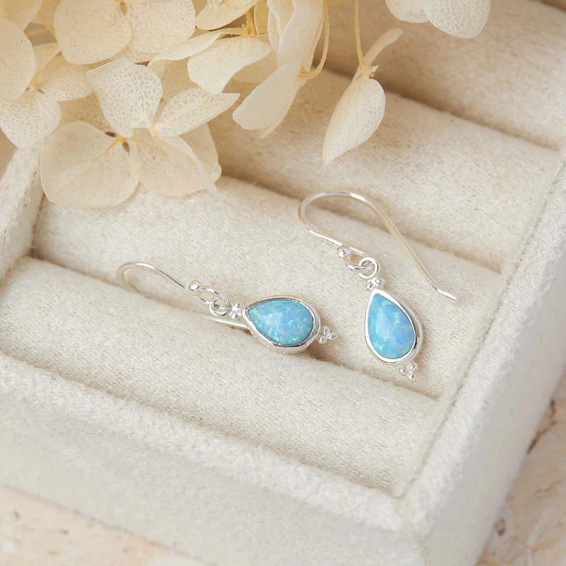 Sterling Silver Serein Opal Earrings (view 3) - Mountain Dreads