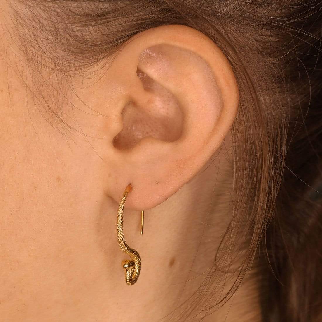 Cobra Hoop Earrings Gold (view 2) - Mountain Dreads