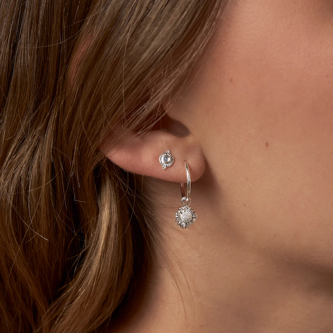 Sterling Silver Wild Sunflower Huggies