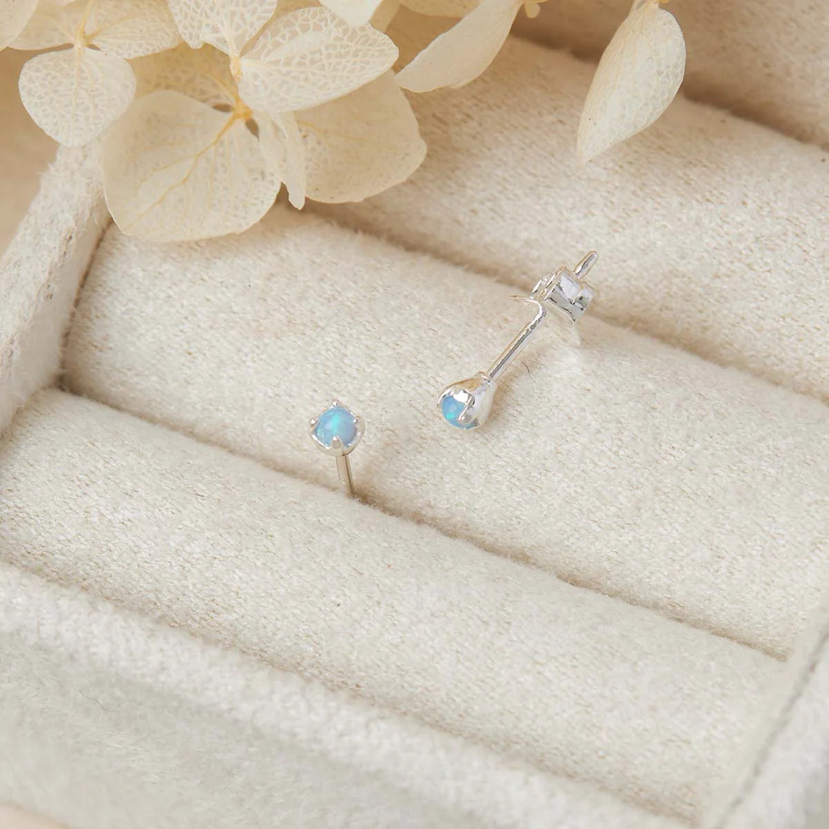Sterling Silver Delicate Opaline Studs jewellery (view 3) - Mountain Dreads