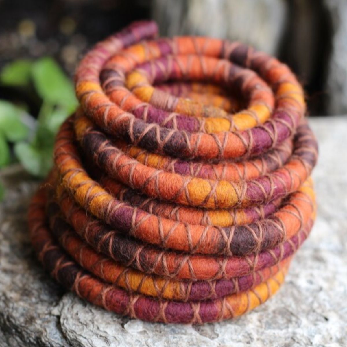 Henna Wool Felt Spiralocks dreadlock beads (view 6) - Mountain Dreads