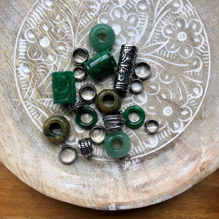 Green Jade Dreadlock Beads | Set Of 20