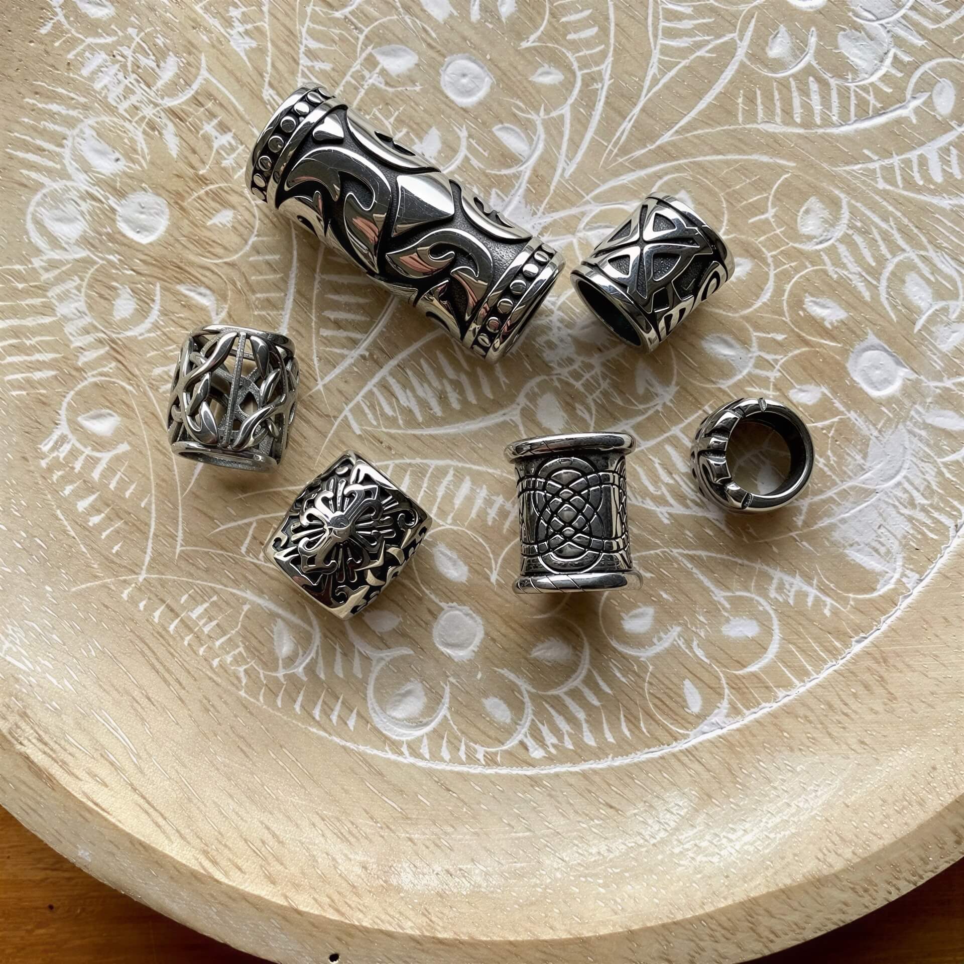 Stainless Steel dreadlock beads, set of 6 - Mountain Dreads