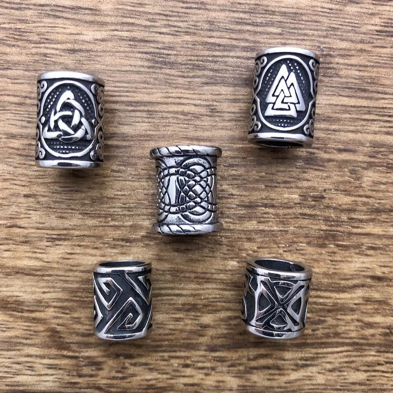 Stainless Steel Viking Beads | Set Of 5