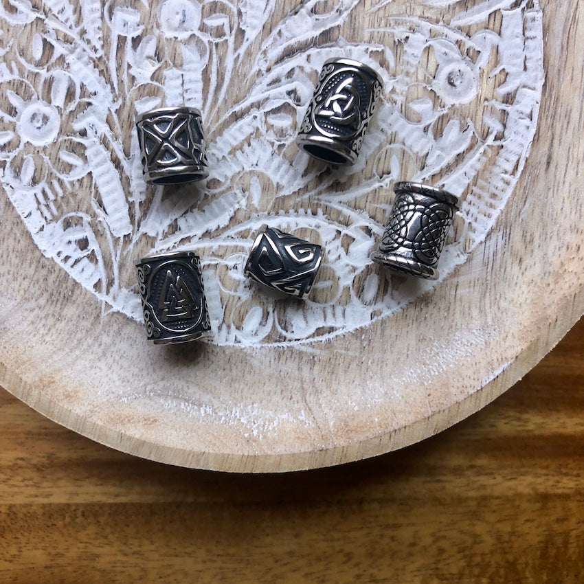 Stainless Steel Viking Beads | Set Of 5