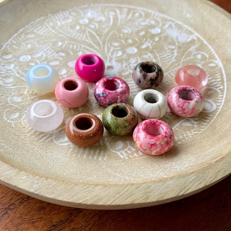 Pink Gemstone dreadlock beads, set of 12 - Mountain Dreads