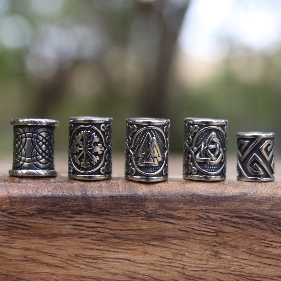 Viking Beads, Stainless Steel, set of 5 - Mountain Dreads