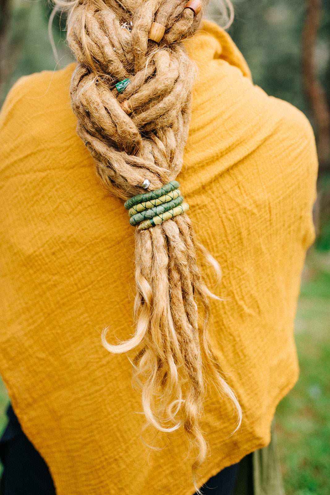 Seaweed Felt Spiralocks dreadlock beads (view 4) - Mountain Dreads