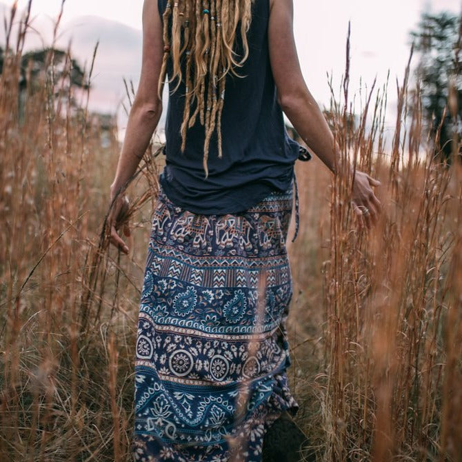Mira, Long Cotton Wrap Skirt (view 3) - Mountain Dreads