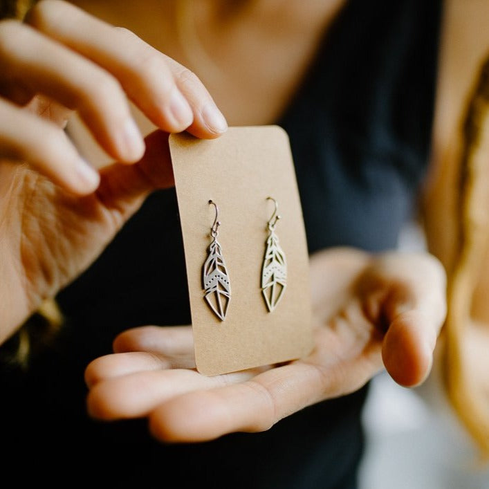 Silver Boho Feather Earrings - Mountain Dreads
