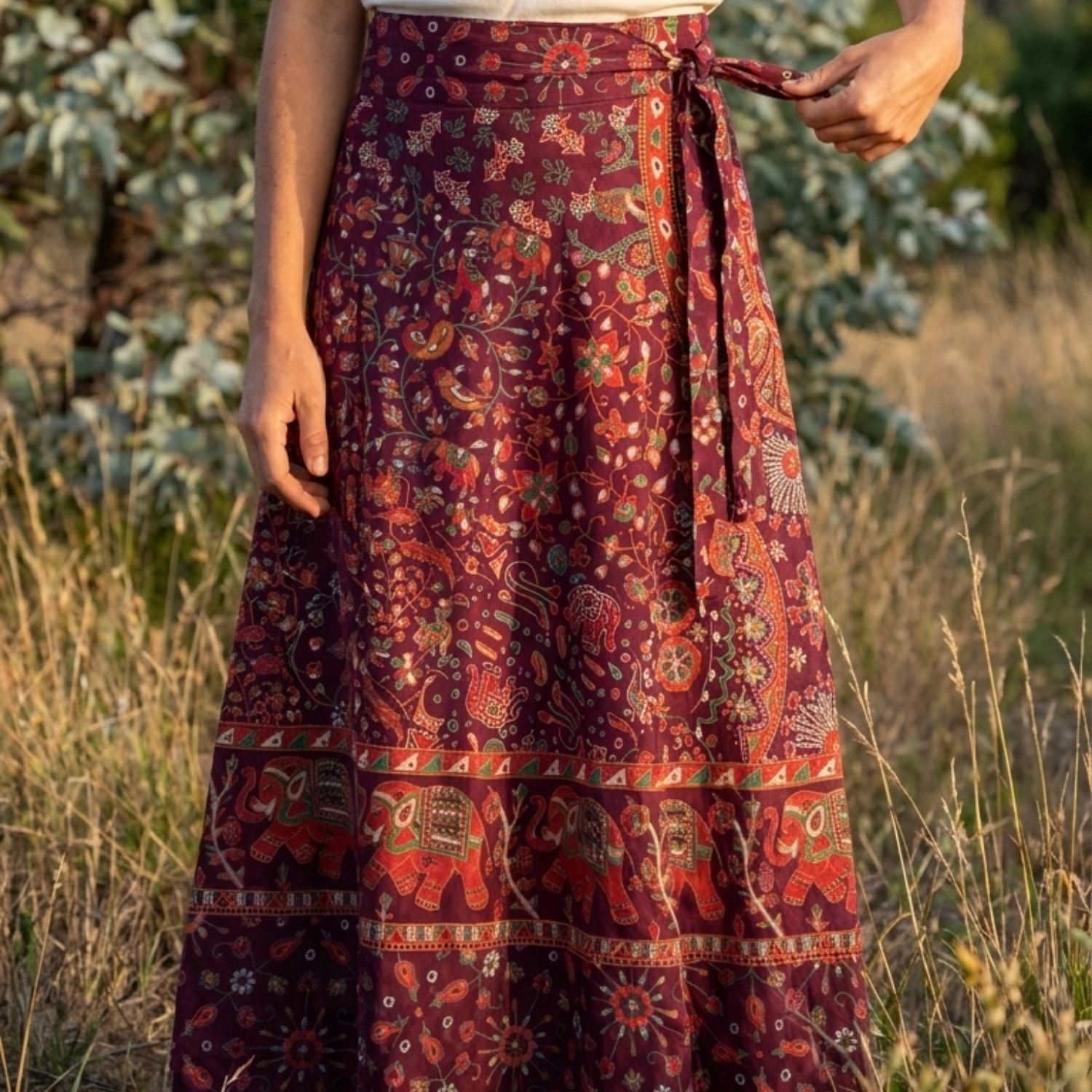 Mihika, Long Cotton Wrap Skirt (view 3) - Mountain Dreads