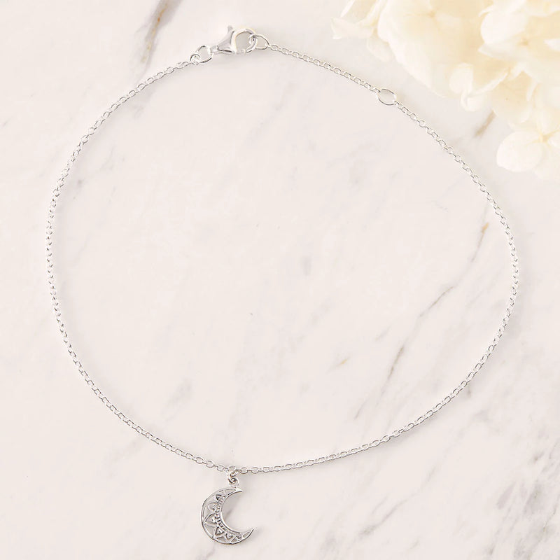 Sterling Silver | Mandala Moon Anklet