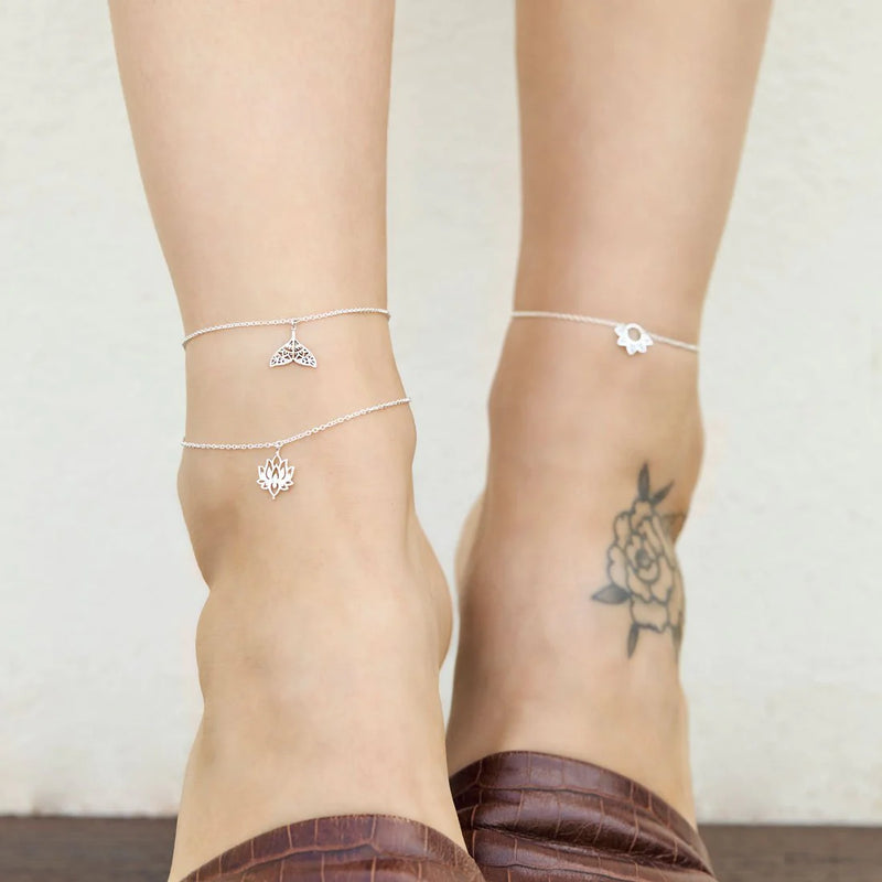 Sterling Silver | White Lotus Anklet